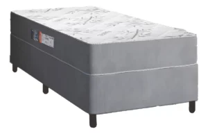 Cama Box Solteiro Colchão Espuma Egito 88x188x57cm Cinza e Branco Portobel É Boa