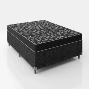 Cama Box Viúva + Colchão D20 51x128x188cm Suede Preto Cor Couro Preto