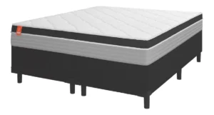 Cama Box Casal Queen Colchão Molas Ensacadas Real 158x198x65cm Preto e Cinza