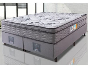 Cama Box Queen Colchão OrtoFirm + Box 158x198x67 One Face Espuma D45 Cinza É Bom