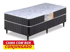 Cama Box Solteiro Conjugado Granada Umaflex Preto e Branco Flor Umaflex É Bom