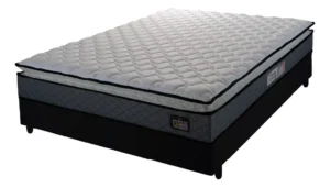 Cama Box Casal Colchão Espuma D33 Pillow Top Millenium 138x188x57cm Cinza e Preto Hellen É Boa