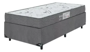 Cama Box Solteiro + Colchão D33 One Face Suede Cinza É Boa