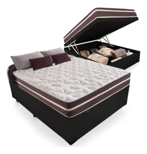 Prime Colchões Classic Superlastic Cama Box Baú Casal Colchão de Molas Little Angel Cor Preto É Bom