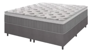 Hellen Ômega Master Cama Box Casal Queen Colchão Molas Ensacadas 158x198x70cm Cinza e Branco