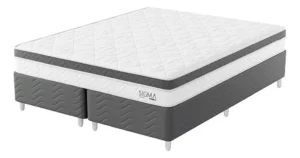 Modern Sigma Cama Box com Colchão Queen Molas Ensacadas 158x198x22cm Branco