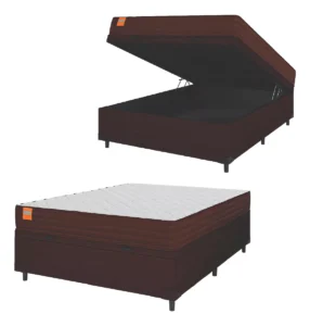 Cama Box Casal Khiara Orthoface Polar 188x138cm Marrom É Boa