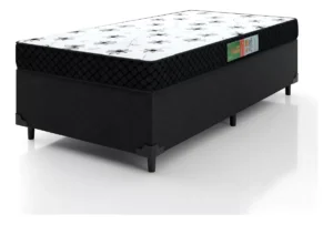 Cama Box Solteiro Colchão Espuma 88x188x50cm Polar Branco e Preto É Boa