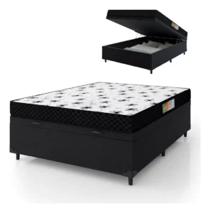 Comfort Prime Cama Box Baú Casal Polar D20 Cor Preto 188cm x 138cm É Boa