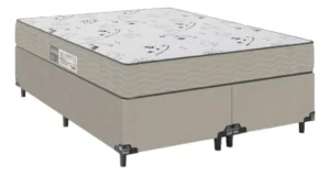 Cama Box Casal Bipartido + Colchão D33 One Face Suede Bege É Boa