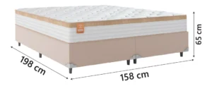 Cama Box Casal Queen Molas Ensacadas Real 158cm Cor Branco Nature CBP