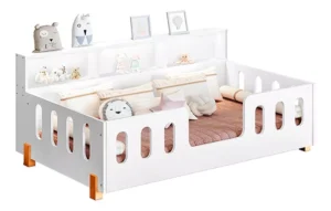 Cama Infantil Mini Cama Criança Menino Menina Montessoriana Led Nina Com Nicho Branco É Boa