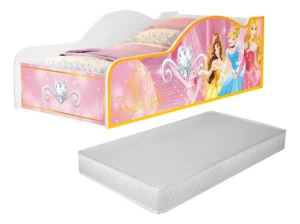 Cama Carro Infantil Meninas Princesas Castelo Docel Quarto Criança Princess Cor Rosa Com Colchão Neloja É Boa