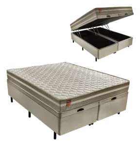 Cama Box King Baú Molas Max Force Pérola Bege 193x203 É Bom