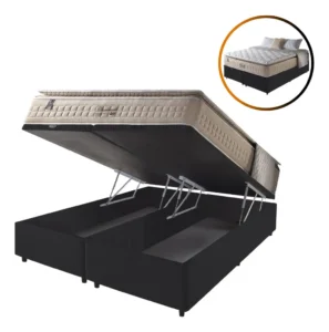 Cama Box Baú Queen Preto + Colchão Molas Cincinnati 158cm É Boa VEJA AQUI Se Compensa Comprar