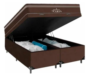 Cama Box Baú Casal Bipartido Paris Molas Ensacadas Marrom É Boa VEJA AQUI Se Compensa Comprar