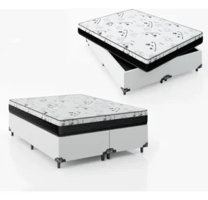 Cama Box Queen Bipartido + Colchão D33 One Face Eshop Casa É Boa VEJA AQUI Se Compensa Comprar