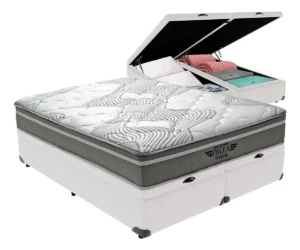 Cama Box Baú King E Colchão Ibiza Molas Ensacadas V-store Cor Branco É Boa VEJA AQUI Se Compensa Comprar