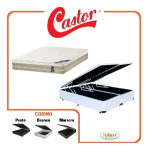 Colchão Castor Queen Molas Firme + Cama Box Baú 158x198 Cor Corino Branco É Bom VEJA AQUI Se Compensa Comprar