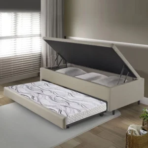 Bicama box baú solteiro linho bege 88cm x 188cm com colchão auxiliar B&amp;G É Boa VEJA AQUI Se Compensa Comprar